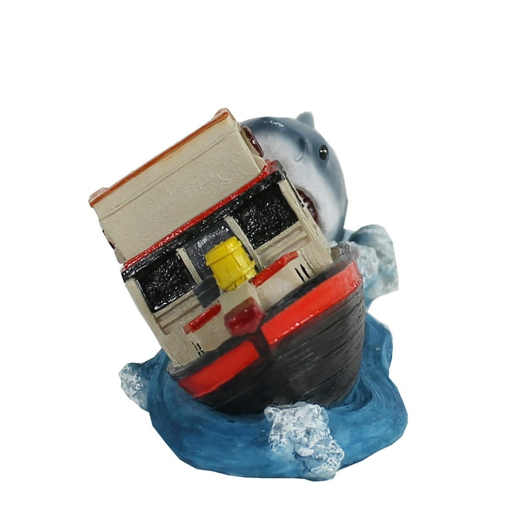 Penn-Plax Jaws Resin Aquarium Decor, Boat Attack Scene, Small
