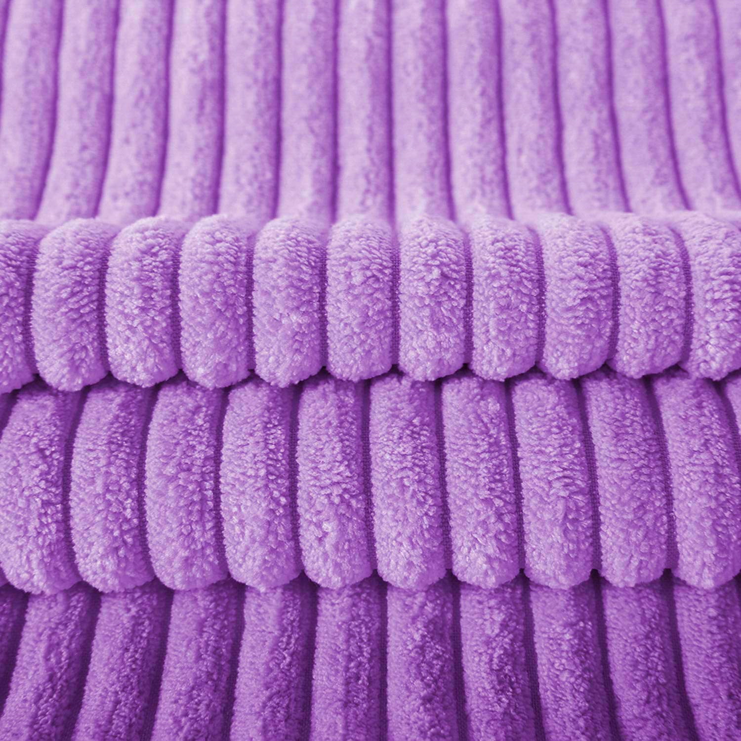 Soft Corduroy Striped Velvet Rectangle Decorative Throw Pillow Cusion For Couch, 12" x 20", Violet Purple, 2 Pack