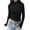 Black, variant on ATOYSOY Women's Fashion Solid Color Pullover Outwear Slim Basic Cropped Tops Casual Cotton Shirts Long Sleeve Tees Fall Winter High Neck Sweatshirts Black L