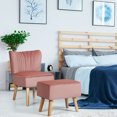 thumbnail image 3 of Patiojoy Chair Ottoman Set Modern Curved Tufted Sofa Chair Set with Velvet Upholstery Pink, 3 of 5