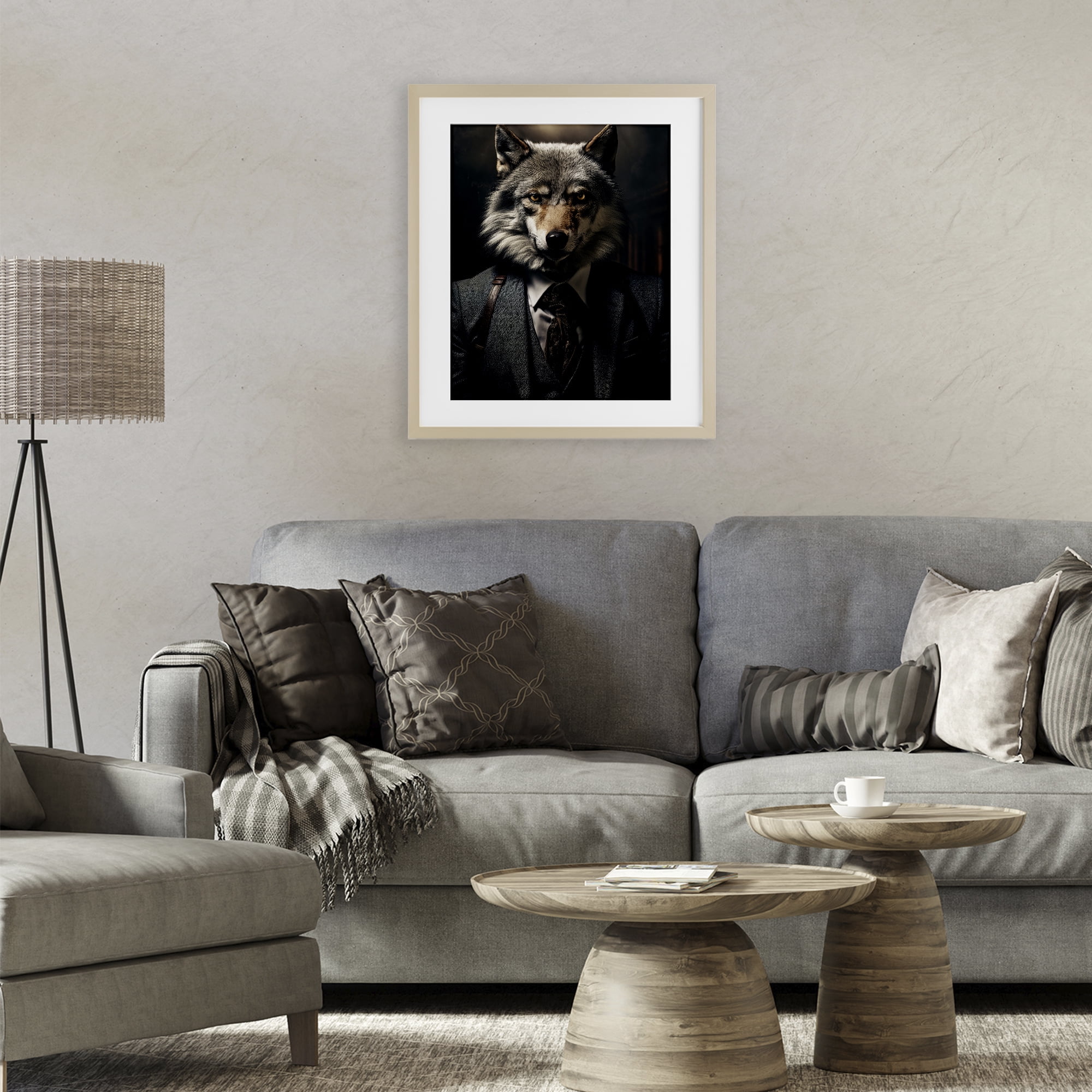 Stupell Industries Trendy Wall Street Wolf Birch Framed Print Under Glass, design by Ray Powers
