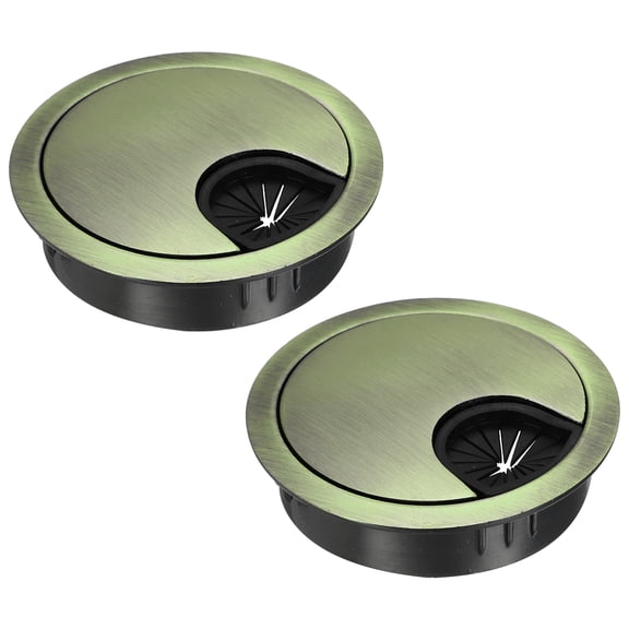 2 Pcs Desk Grommet 2.1 Inch,Zinc Alloy Round Desk Hole Cover,53mm,Light Bronze