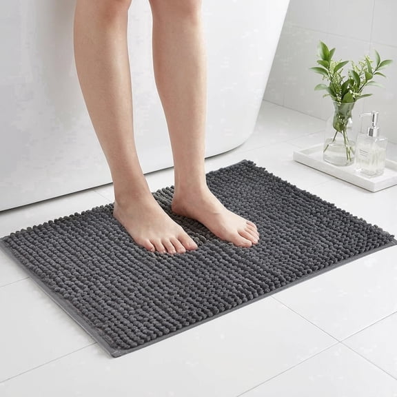Garnen Bathroom Rugs Non Slip Bath Mat Rug, 16"x24" Bath Mat Towel Soft Absorbent Quick Dry Washable Bath Mats for Bathroom Floor Tub & Shower, Gray