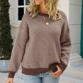 thumbnail image 6 of Women's Fashion Sweater Coat Top Splicing Loose Long Sleeve Splicing Coat On Seasonal Brown 4(S), 6 of 7