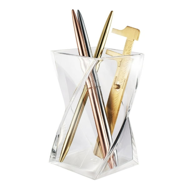 Zodaca Stylish Wave Pen Holder, Acrylic Pencil Cup Desk Organizer