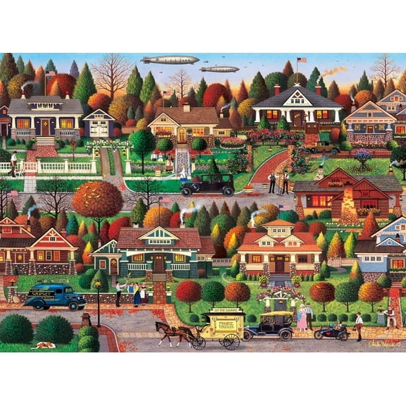 300 Pieces Jigsaw Puzzles for Adults Teens Charles Wysocki Labor Day in Fun Game Props Educational Toys Decompressing Intellectual Puzzles Gift for Easter Hallowen Christmas Birthday