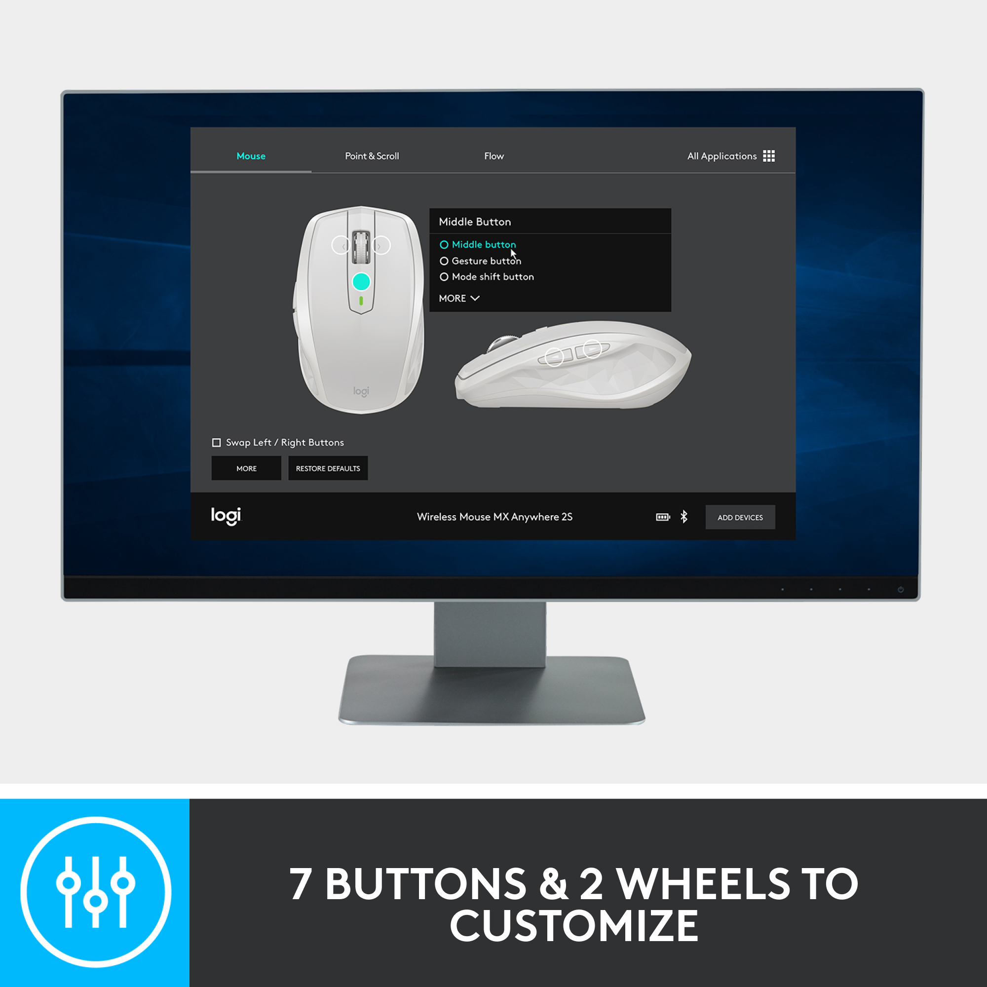Logitech MX Anywhere 2S Bluetooth Compact Mouse photo 2