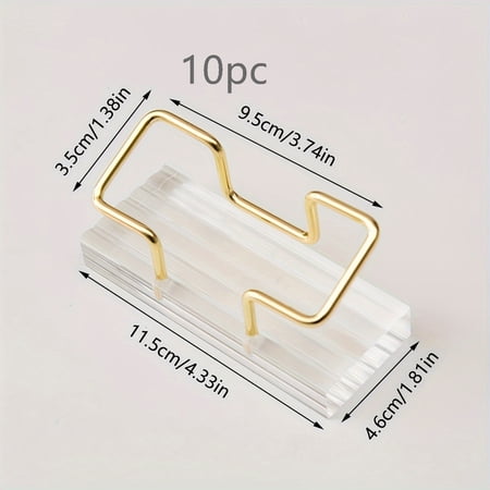 Elegant Acrylic Business Card Holder with Gold Metal Base - Stylish Display Stand for Invitations and Event Cards
