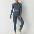 thumbnail image 2 of 2 Piece Outfits for Womens Seamless Yoga Crop Top and Long Pant Set Workout Sweatsuits Long Sleeve/Sleeveless Sportswear, 2 of 5