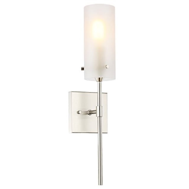 Light Society Montreal Cylindrical Wall Sconce Satin Nickel with Frosted Glass 