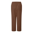 thumbnail image 6 of KPOPLK Cargos Pants Women Low Waist Short Jeans Pants for Women Ladies Capri Pants Pull On Stretch Summer Linen Pants for Women 2024 Home Pants Women Cotton Size S,Coffee, 6 of 8