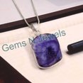 thumbnail image 2 of Gems N Jewels 925 Stering Silver custom Blue Slice Agate Druzy Pendant For Men/Women, 2 of 4