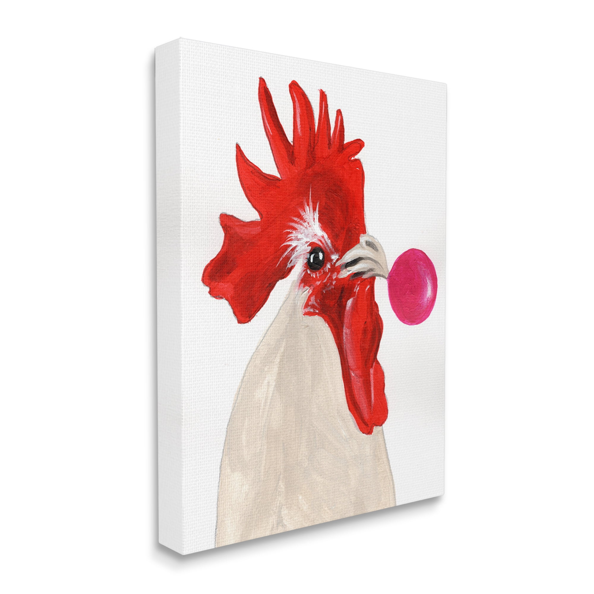 Stupell Industries Rooster Blowing Bubblegum Animals & Insects Painting Gallery Wrapped Canvas Print Wall Art, 36 x 48