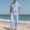 C Light Blue, variant on Timoontee Mens Lightweight Summer Beach Vacation Sets Solid 2 Piece Outfits Casual Tracksuits Short Sleeve Button Down Collared Shirts with Drawstring Pants Black L
