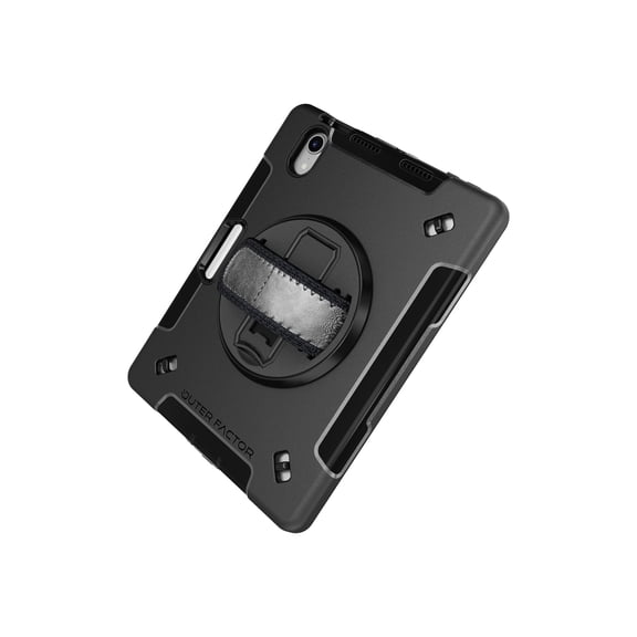 OuterFactor WorkForce Pro - Back cover for tablet - kickstand, hand strap, screen protector, pen holder - polycarbonate, thermoplastic polyurethane (TPU) - black - for Apple iPad mini (6th generation)