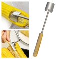 thumbnail image 3 of 2PCS Wooden Handle Stainless Steel Maize Peeler Stripper Quick Kernel Removal, 3 of 8