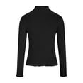 thumbnail image 6 of Xuemjiao Spring Tops for Women 2024 Women's Pleated Ribbed Long Sleeve Slim Lettuce Trim Base Top Women Shirts Womans Blouse Blusas Mujer (Black,XXXL), 6 of 6