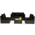 thumbnail image 5 of Costway 5PCS Patio Rattan Furniture Set Cushioned Sofa Chair Coffee Table Black, 5 of 11