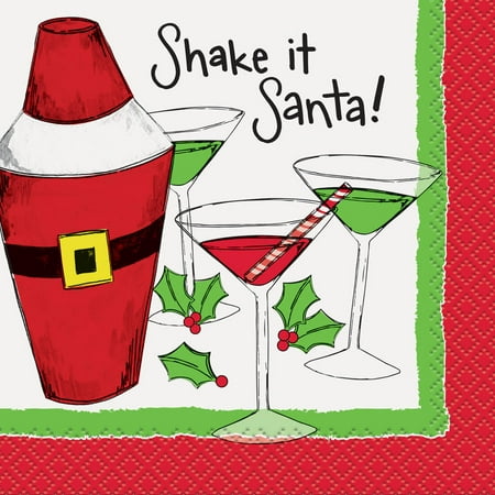 Shake it Santa Christmas Cocktail Napkins, Pack of