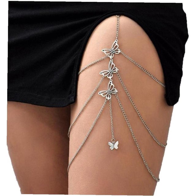 Sexy cuerpo cadena insecto mariposa pierna cadena playa estilo Metal multicapa muslo cadena joyería para mujer JAMW Sencillez