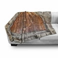 thumbnail image 3 of Rustic Soft Flannel Fleece Throw Blanket, Vintage Historical Door Weatered Elements Past Times Entrance, Cozy Plush for Indoor and Outdoor Use, 70" x 90", Grey Orange, by Ambesonne, 3 of 6