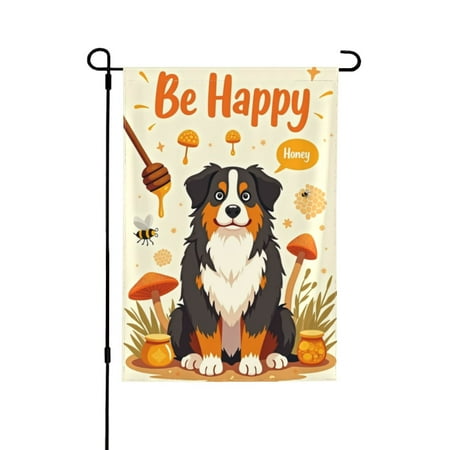 Bernese Mountain Garden Flag Welcome Spring Summer Garden Flag 12.5x18 Double Sided, Linen Dog Bee Garden Yard House Flags Outside Outdoor Seasonal Porch Lawn Decoration