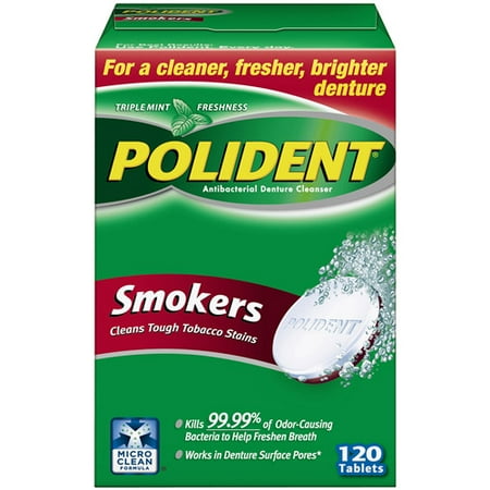 Polident Smokers Denture Cleaner, 120ct