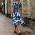 thumbnail image 5 of Warop Summer Midi Dresses for Womens Short Sleeve Wrap V Neck A-Line Dress Floral Print High Waist Boho Sundresses, 5 of 5