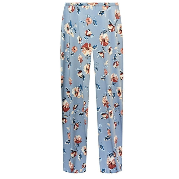 Plus size 5x Petite Blue Fields Designer Print Slinky TapeBlack Pants