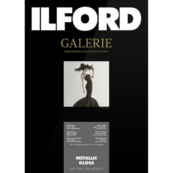 Ilford Galerie Prestige Metallic Gloss Photo InkJet Paper, 260 gsm, 10.5 mil, 13x19", 50 Sheets