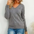 thumbnail image 6 of Womens' Fashion Sweaters Solid Color Long Sleeved Knitted Casual Dark Gray V Neck Fall/Winter Oversized Sweater S-2XL, 6 of 6