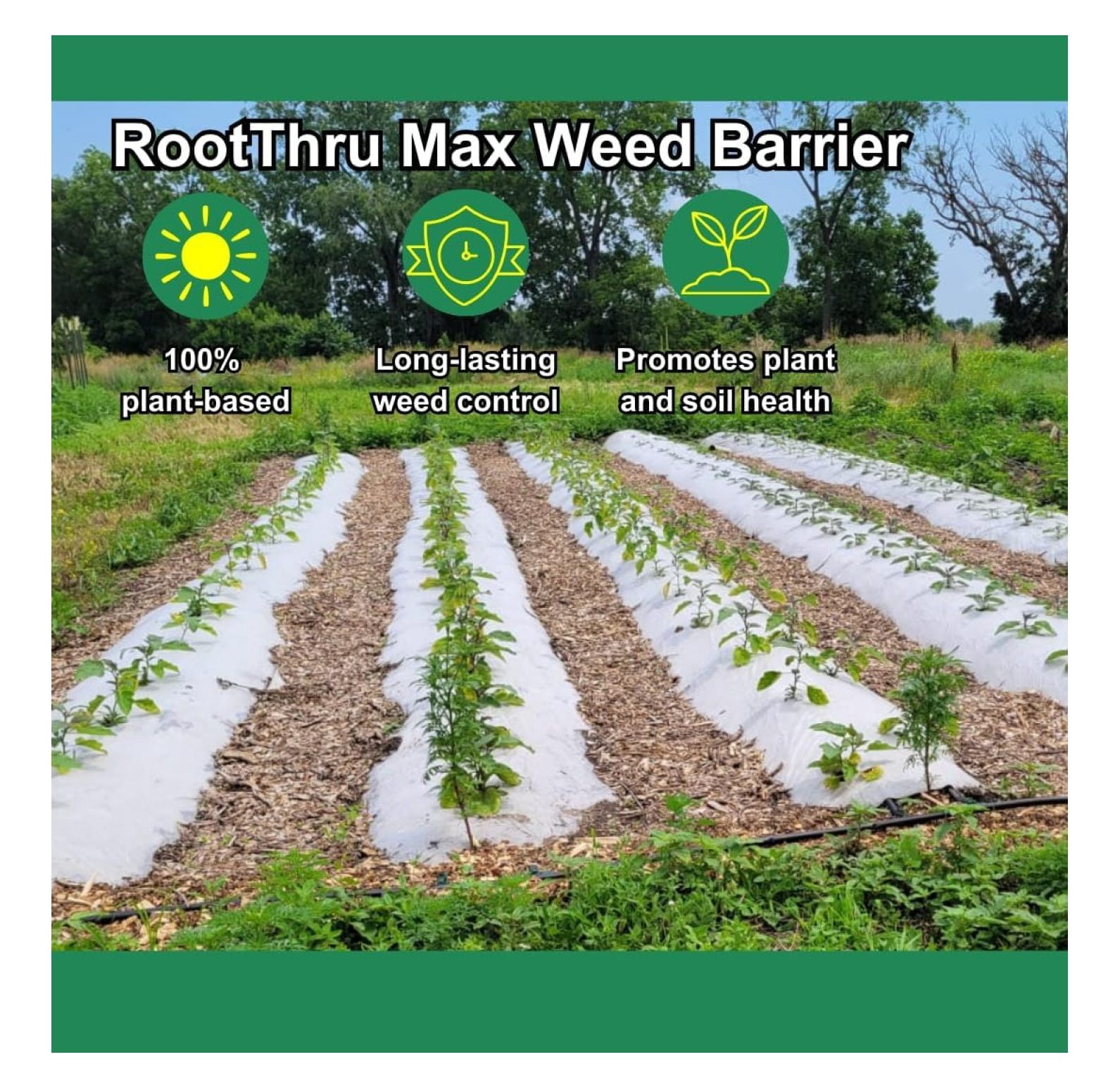 Max Weed Barrier, 3 ft x 3 ft, Natural, Eco-Friendly, Heavy-Duty, Durable, Landscape Fabric, Garden Ground Cover, Paper Mulch, Gardening Weed Mat, Geotextile Fabric, Weed Blocker - 10 Pack