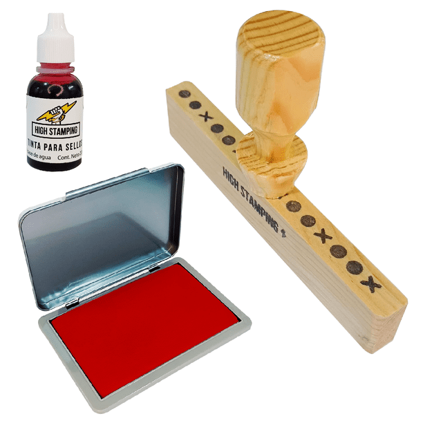 Sello para Margen Guía de Escritura Patrón C Cuadro 5 mm con Cojín y Tinta Roja High Stamping