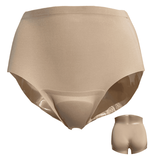 BIMEI String Taille Haute Anti-Orteils Camel Éviter Orteil Camel Cache-Cernes Coussinet Culotte Garde Invisible pour Femmes Bikini Culotte sous-Vêtements, Beige Slip, L