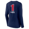 thumbnail image 3 of Women's Ozzie Albies Navy Atlanta Braves Fastball Player Name & Number Long Sleeve V-Neck T-Shirt, 3 of 3