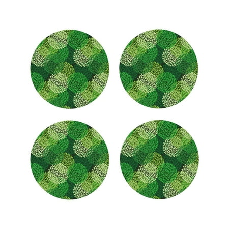 

Vsdgher Green Flower Leather Coasters for Drinks Durable Drink Coasters 4 Set for Tabletop Protection Luxurious Home Décor and Housewarming Gift-Round Shape