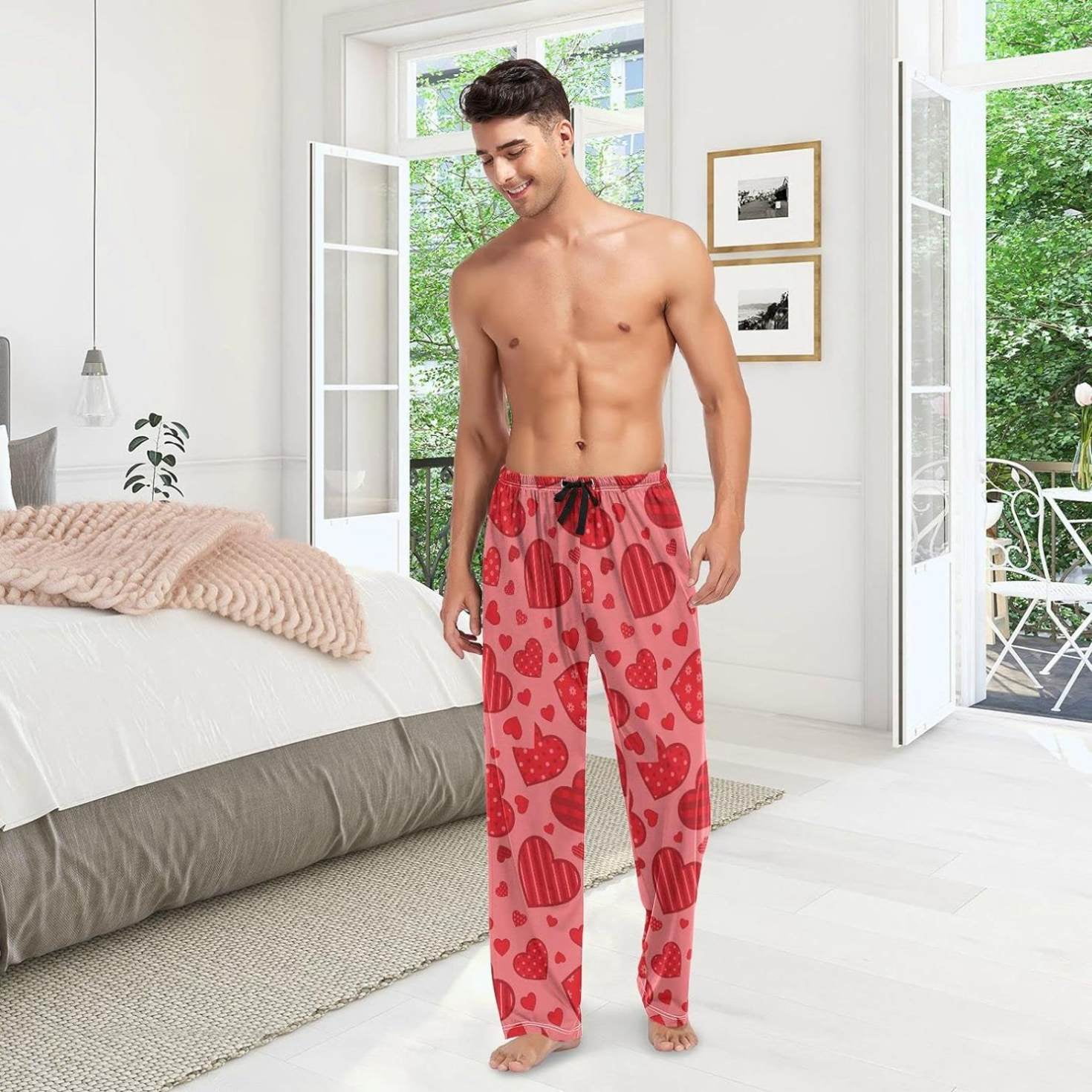 素晴らしい価格 GZHJMY Valentine's Day Pajama Pants for Men, Lounge Pants Clothing