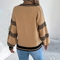 thumbnail image 6 of Juslio Women Sweaters Pullovers Sweaters Color Block V Neck Long Sleeve Knit Khaki, 6 of 6