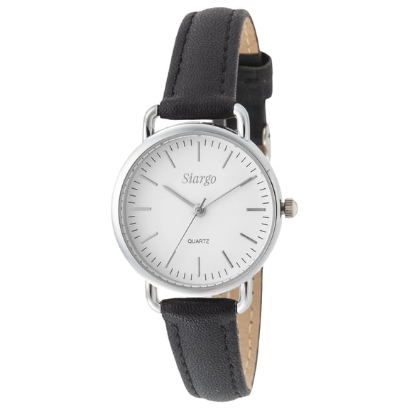 SIARGO SG-002 SWB Caper Collection 28mm Women’s Quartz Watch with Italian Leather Strap (Silver White)