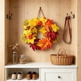 thumbnail image 5 of AYktou Fall Wreath with Artificial Maple Leaves Pumpkin & Berry, Artificial Floral Wreath for Front Door, Thanksgiving Halloween Wreath Autumn Garland Wall Farmhouse Holiday Outdoor Indoor Decor, 5 of 6