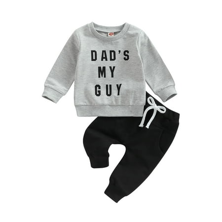 

Gupgi Toddler Baby Boy Fall Winter Outfits Letter Crewneck Sweatshirt Casual Pants 2Pcs Clothes Set