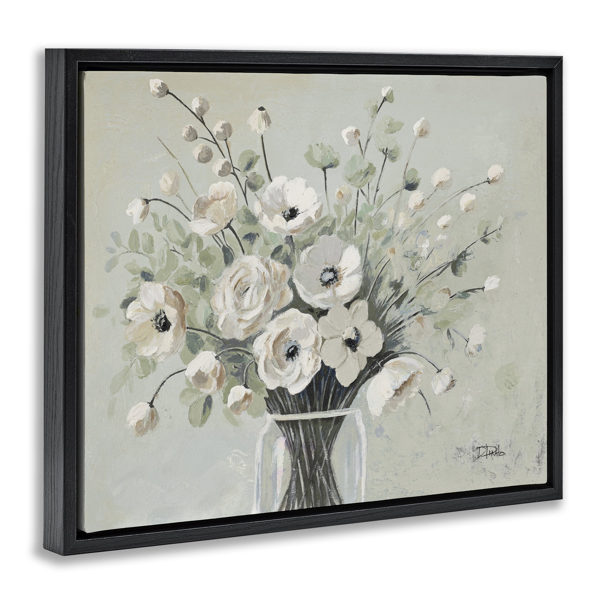 Stupell Industries Siempre Bella Bouquet Black Framed Floater Canvas Wall Art, design by Patricia Pinto