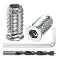 thumbnail image 1 of 40-Pack Threaded Inserts for Wood, 1/4-20x20mm Hex Drive Threaded Insert Nuts, with a Hex Wrench and Drill Bit [Silver Tone], 1 of 6