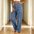 thumbnail image 5 of Cmtiyu Women's Cargo Pants, Baggy High Waist Drawstring Wide Leg Pants with Pockets, Casual Outdoor Jogger Pants, S-2XL, 5 of 9