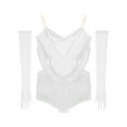 thumbnail image 6 of SiiRoh Women 2 Pieces Latin Dance Outfit Tassel Samba Salsa Jazz Dance Leotards Bodysuit with Gloves Ivory S, 6 of 7