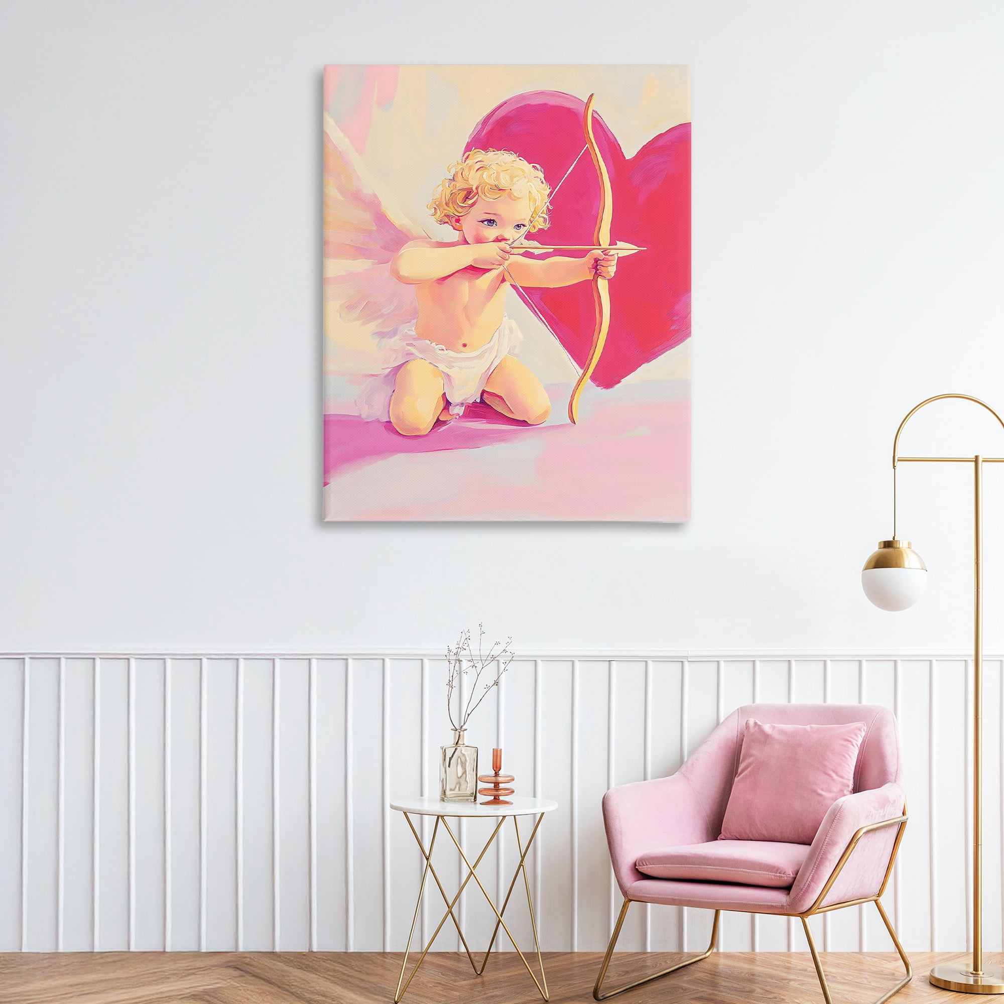 Stupell Industries Cupid Shooting Arrow with Heart Canvas Wall Art, design by The Prints Vibe