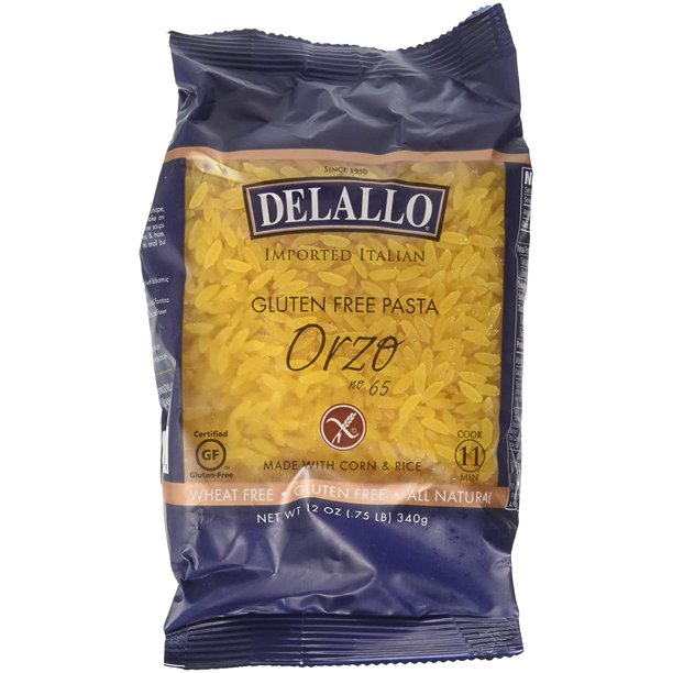 Delallo Gluten Free Corn and Rice Pasta Orzo No.65 12 oz 2 pc