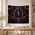 thumbnail image 5 of Rose Crown Skull Among Silver Moths, Pearls and Jewels, Romantic Gothic for Dark Art Lovers, Memento Mori Art, Halloween Gift, Tapestry Wall Hanging for Bedroom and Den, 5 of 7