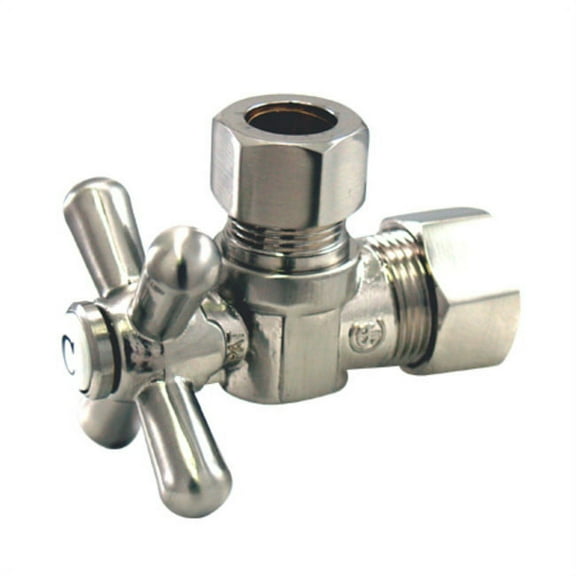 Kingston Brass CC54408X 5/8" OD Comp x 1/2" OD Comp Angle Stop Valve, Brushed Nickel