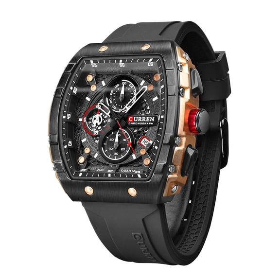 Men's Chronograph Sport Watch Waterproof Military Watches for Men Analog Quartz Wristwatch with Date Display Silicone Strap Outdoor Clock